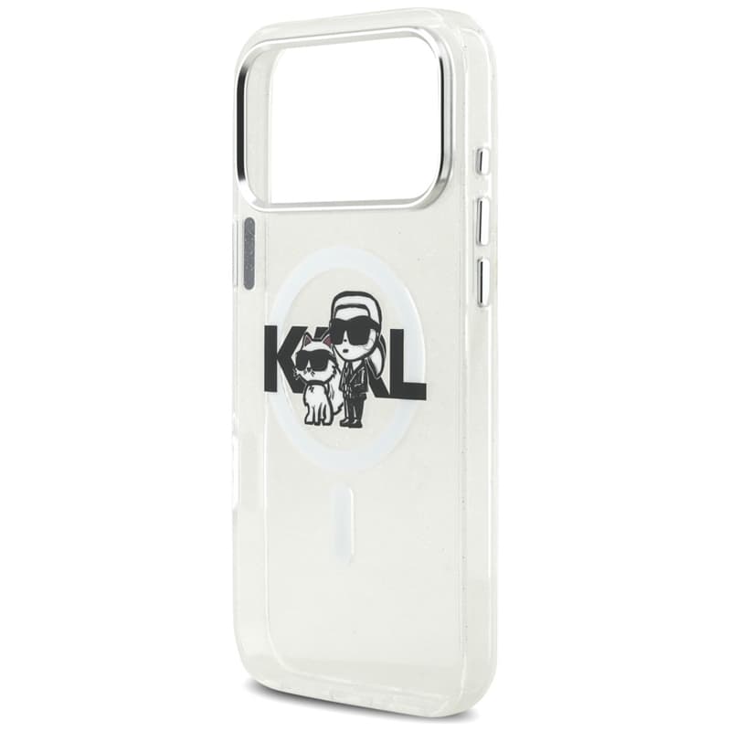 Karl Lagerfeld IML Glitter Karl & Choupette Sketch Logo MagSafe - Case for iPhone 17 Pro Max (transparent) 6