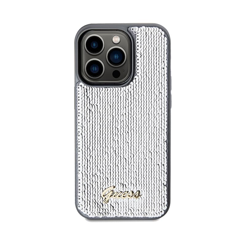 Guess Sequin Script Metal - Case for iPhone 14 Pro (Silver) 3