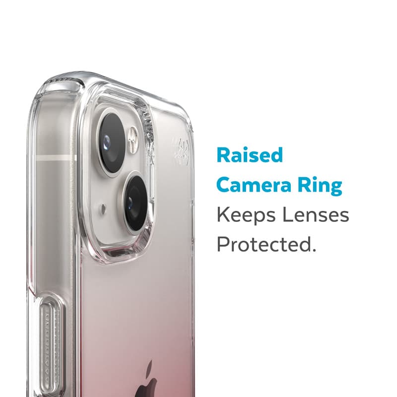 Speck Presidio Perfect-Clear + Ombre - iPhone 15 Plus / 14 Plus Case with MICROBAN Coating (Clear / Vintage Rose Fade) 7