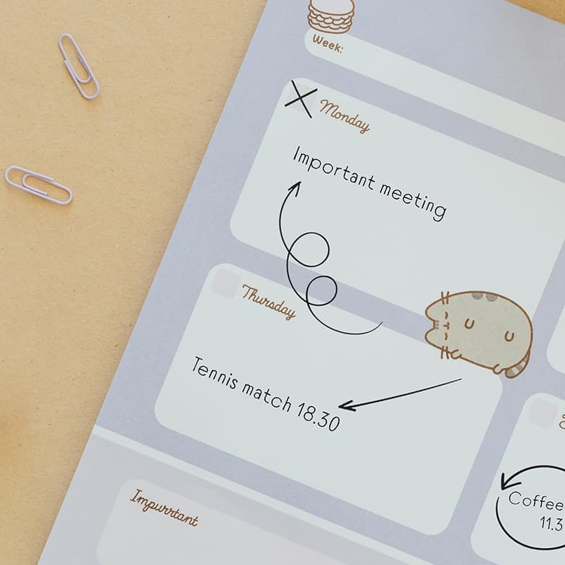 Pusheen - Weekly Planner from the Moments Collection 54 pages A3 4