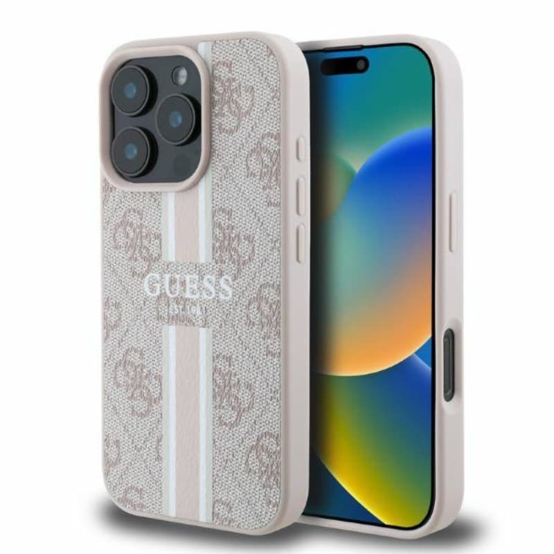 Guess 4G Printed Stripes MagSafe - Case for iPhone 16 Pro (pink)