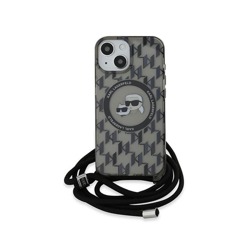 Karl Lagerfeld IML Crossbody Monogram Karl & Choupette Head MagSafe - Case for iPhone 15 / 14 / 13 (Black) 2