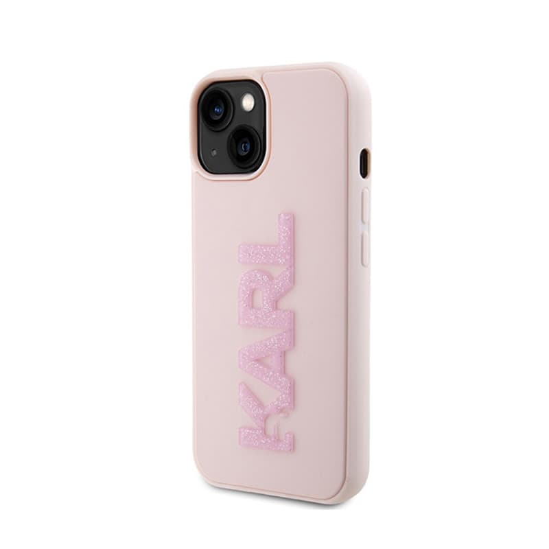 Karl Lagerfeld 3D Rubber Glitter Logo - Case for iPhone 15 Plus (pink) 2