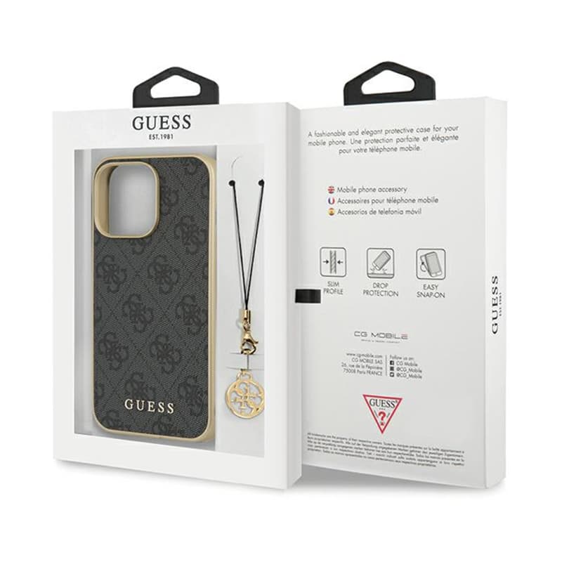 Guess 4G Charms Collection - Case for iPhone 14 Pro Max (Grey) 8