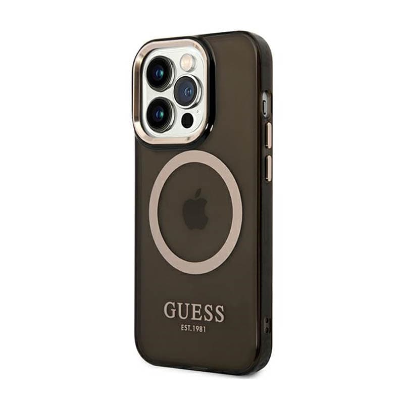 Guess Gold Outline Translucent MagSafe - Case for iPhone 14 Pro (Black) 2