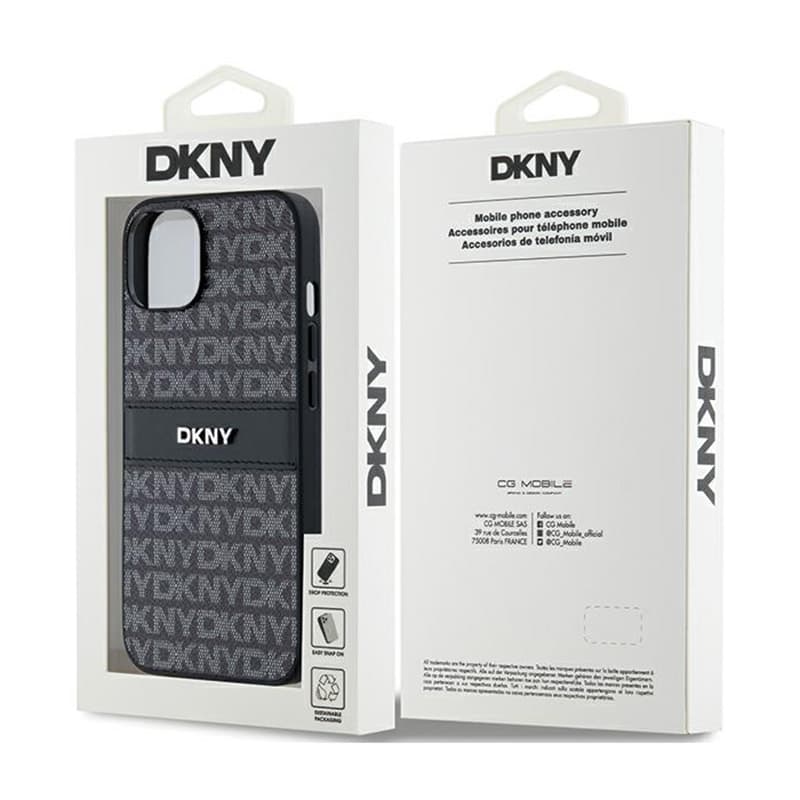 DKNY Leather Mono Stripe & Metal Logo - Case for iPhone 15 / 14 / 13 (black) 8