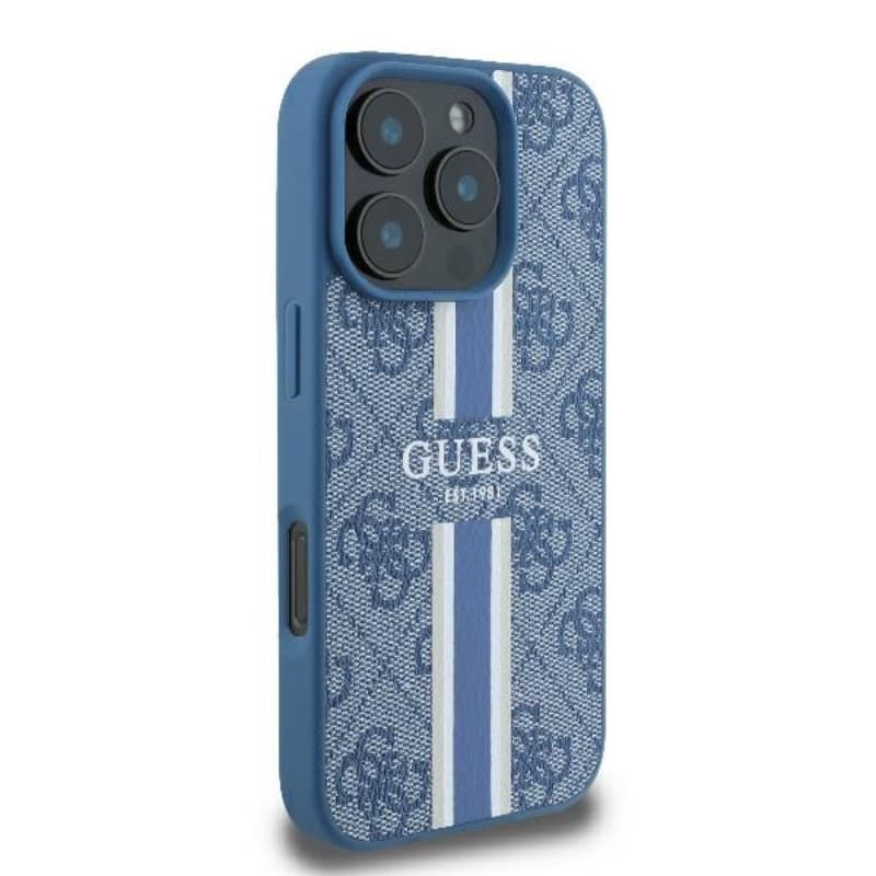 Guess 4G Printed Stripes MagSafe - Case for iPhone 16 Pro (blue) 4