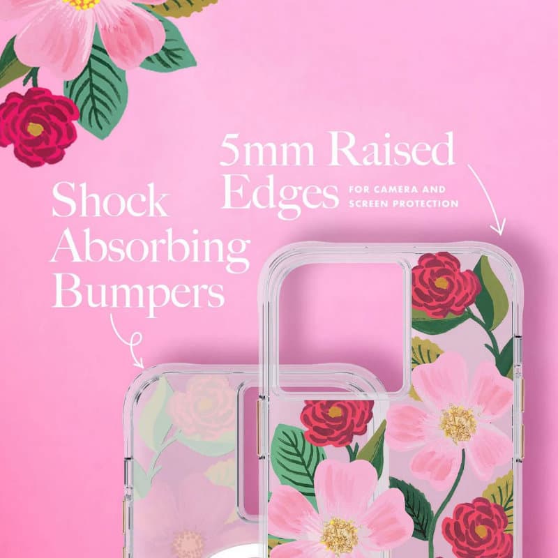 Rifle Paper Clear - Case decorated in gold for iPhone 14 / iPhone 13 (Rose Garden) 6