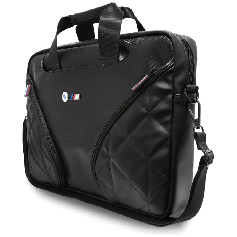 BMW Carbon Pockets & Metal Logo - 16" Notebook Bag (Black) 2