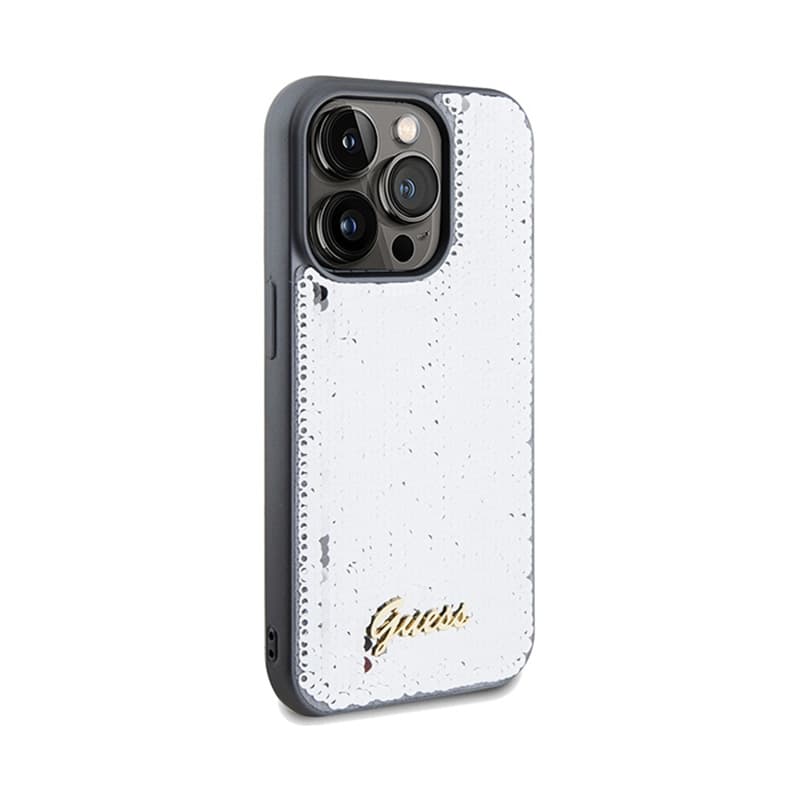 Guess Sequin Script Metal - Case for iPhone 14 Pro (Silver) 4