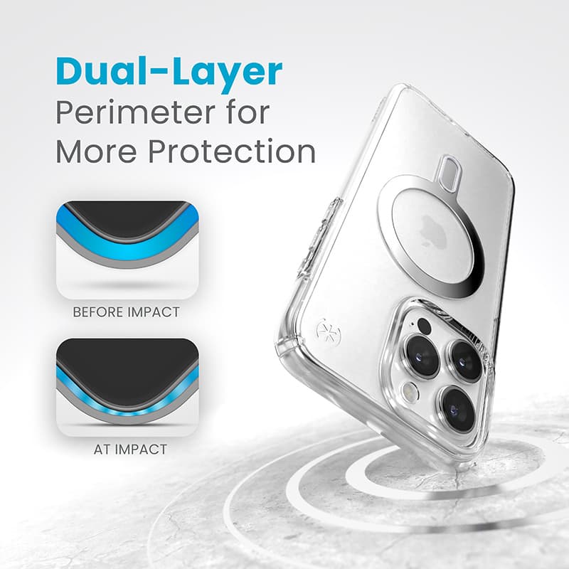 Speck Presidio Perfect-Clear ClickLock & Magsafe - iPhone 15 Pro Max Case (Clear / Chrome Finish / Serene Silver) 3