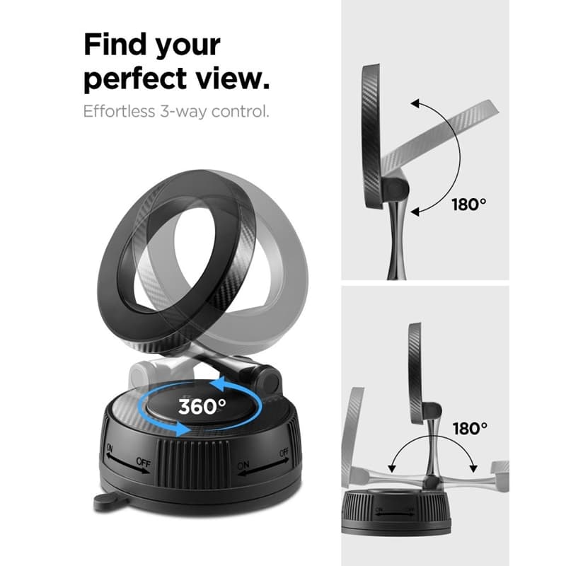Spigen MFT36 - MagSafe Magnetic Car Mount for Dashboard and Windshield (Black) 8