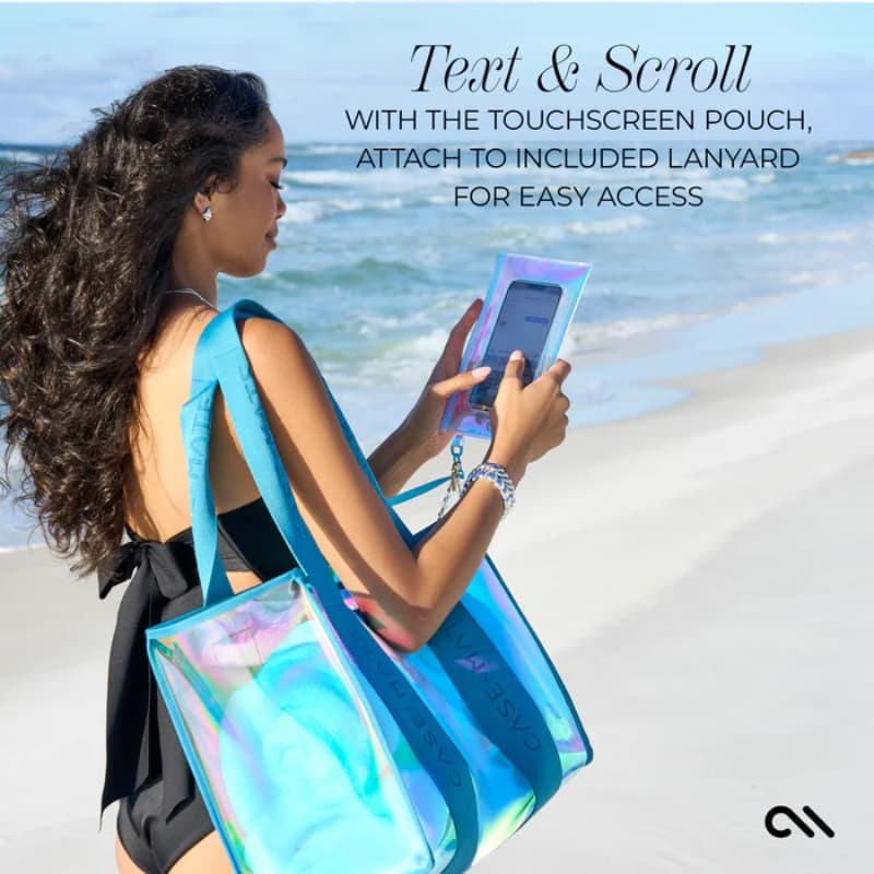 Case-Mate Large Travel Tote Bag – Waterproof Shoulder Bag with Phone Pouch (Emerald Blue Soap Bubble) 3