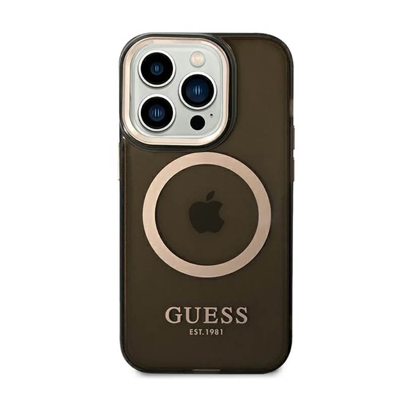 Guess Gold Outline Translucent MagSafe - Case for iPhone 14 Pro (Black) 3