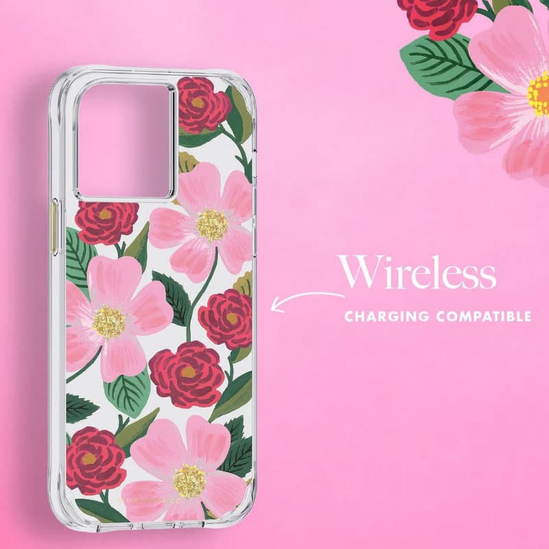 Rifle Paper Clear - Case decorated in gold for iPhone 14 / iPhone 13 (Rose Garden) 7