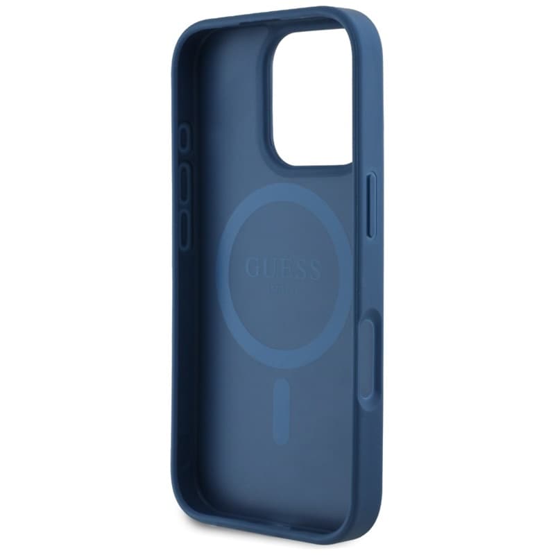 Guess Grained Printed Flower Pattern MagSafe - Case for iPhone 16 Pro (blue) 7