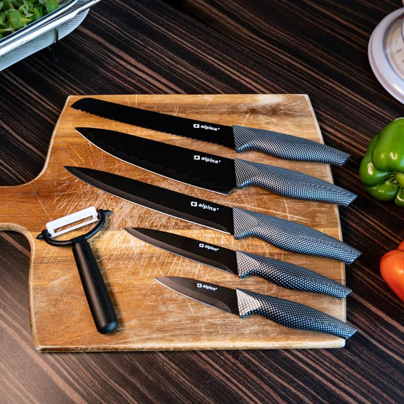 Alpina - Stainless steel INOX knife set 6 pcs. (Black) 6