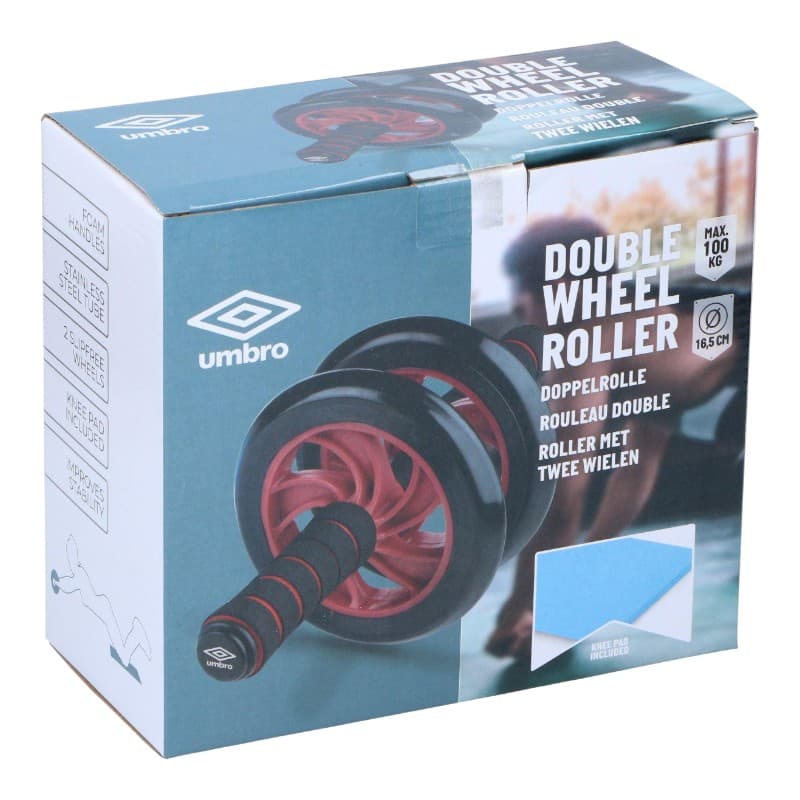 Umbro - Dual-wheel ab roller with mat (Red) 5