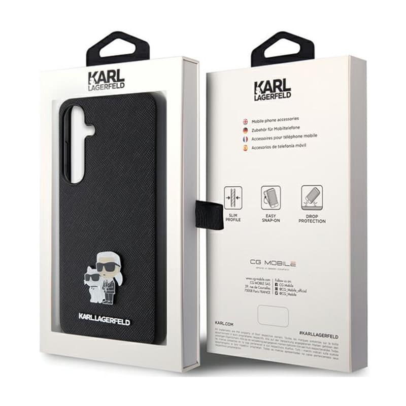 Karl Lagerfeld Saffiano Karl & Choupette Metal Pin - Samsung Galaxy S24 Case (black) 8
