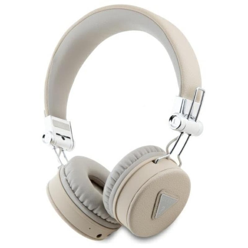 Guess Grained Classic Round Shape - Wireless Over-Ear Bluetooth ENC Headphones (Beige) 1