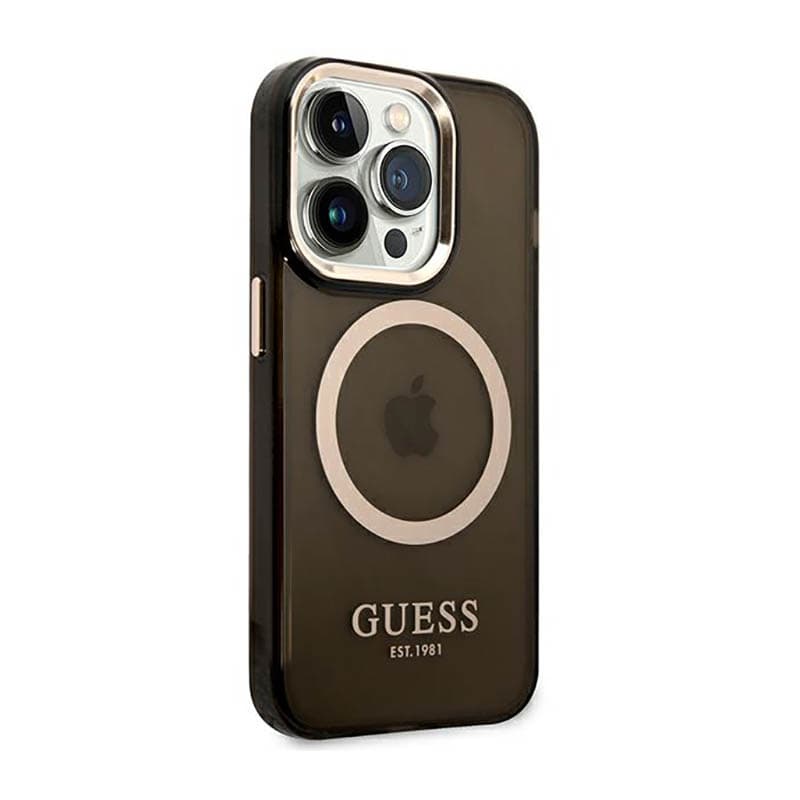 Guess Gold Outline Translucent MagSafe - Case for iPhone 14 Pro (Black) 4