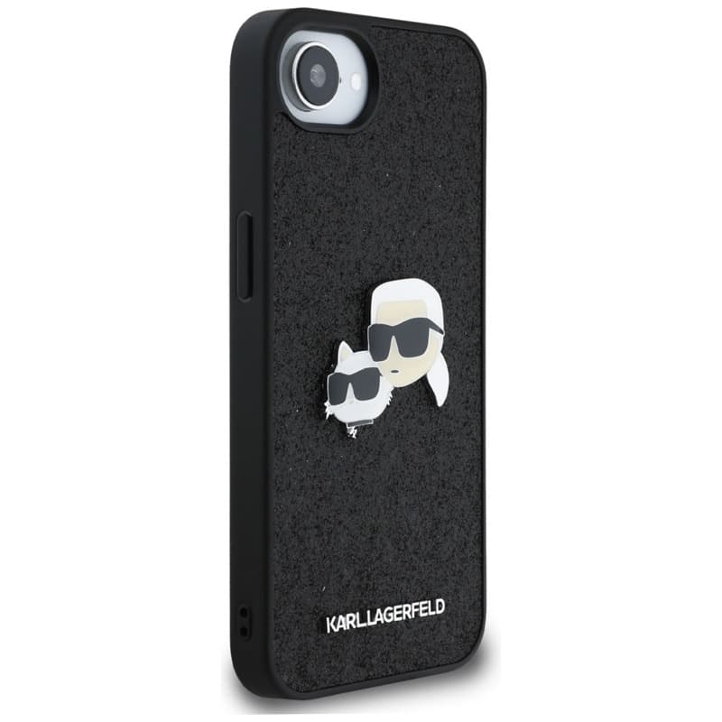 Karl Lagerfeld Fixed Glitter Karl & Choupette Heads Metal Pin - Case for iPhone 16e (black) 4