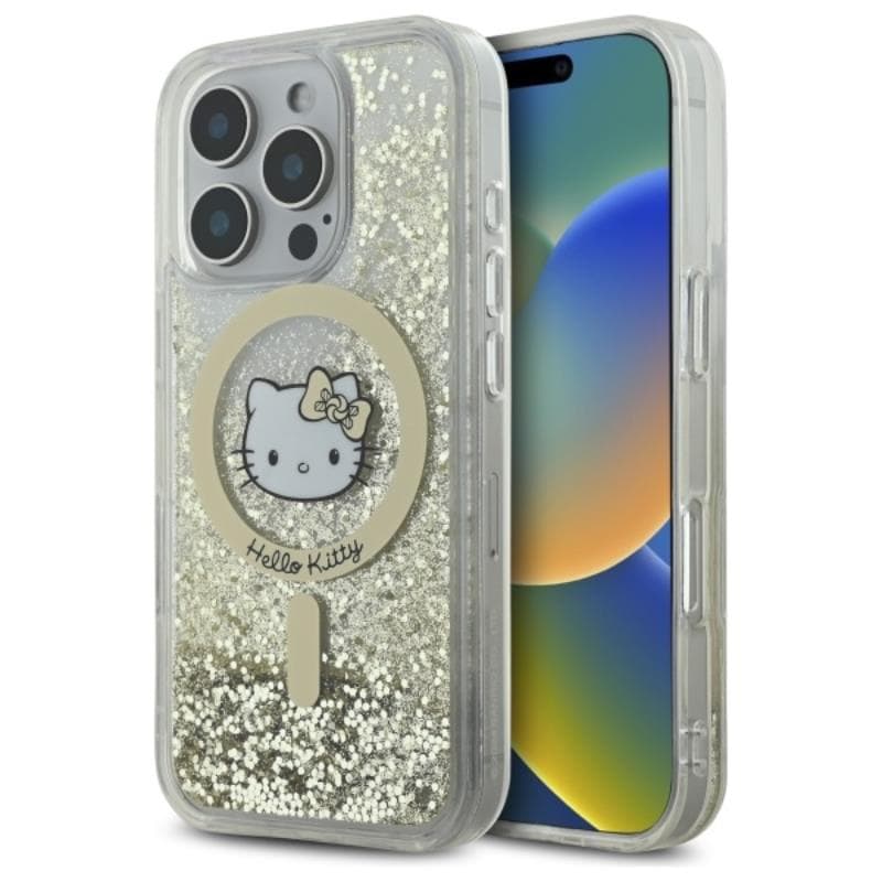 Hello Kitty Liquid Glitter Fever MagSafe - Case for iPhone 16 Pro (white/gold) 1