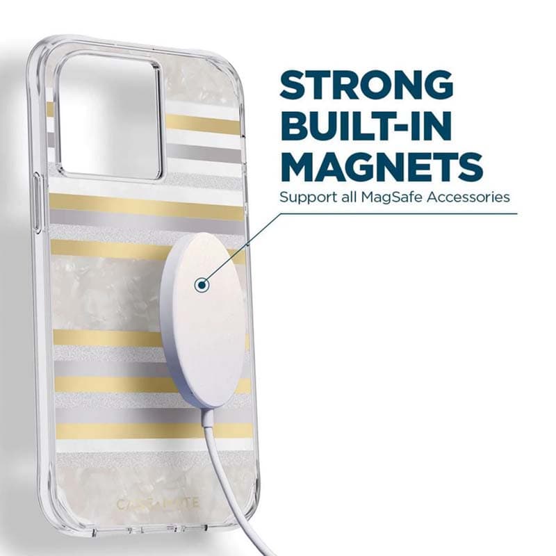 Case-Mate Pearl Stripes MagSafe - Case decorated with mother-of-pearl for iPhone 14 Pro Max (Pearl Stripes) 6