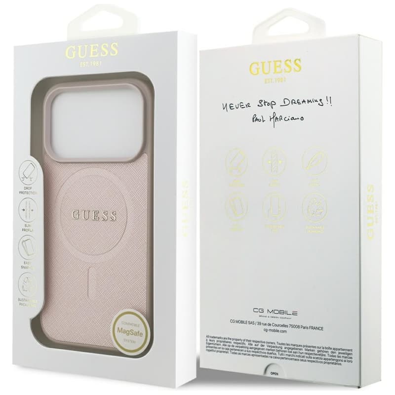 Guess Saffiano Classic Logo MagSafe - Case iPhone 17 Pro (pink) 8