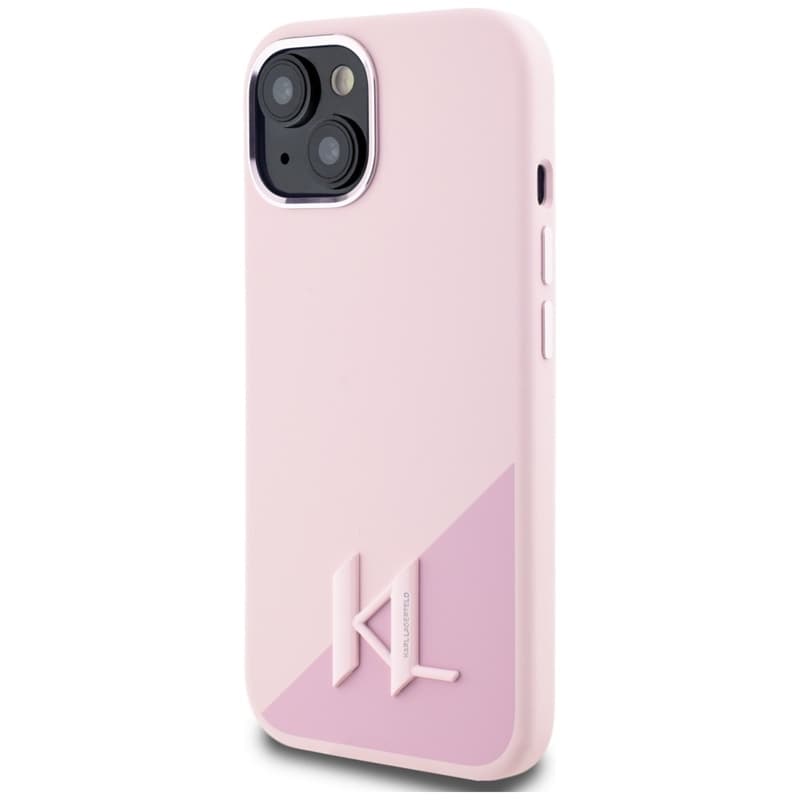 Karl Lagerfeld Silicone Shadow Metal Initial MagSafe - Case for iPhone 15 (pink) 2