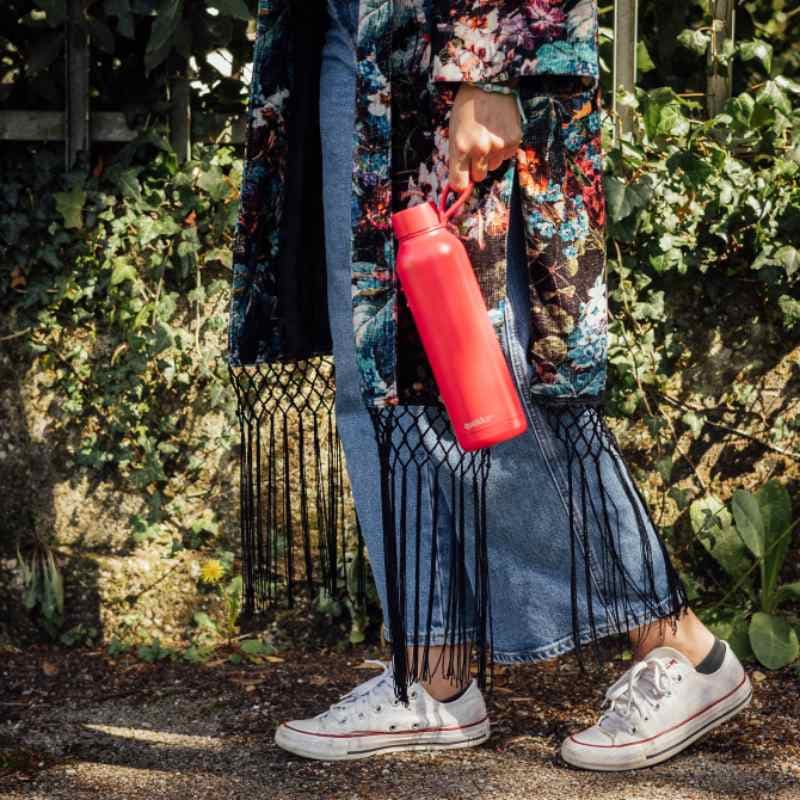 Quokka Solid With Strap - 630 ml Stainless Steel Thermos Bottle with Strap (Cherry Red) 5