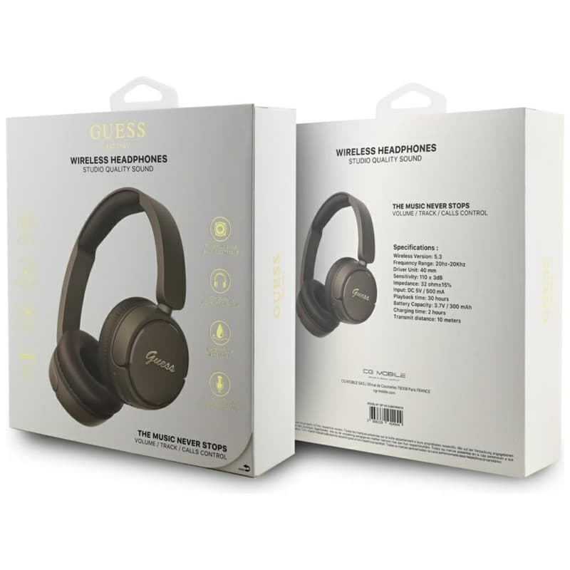 Guess Metal Logo Script - Wireless Over-Ear Headphones Bluetooth V5.3 (brown) 4