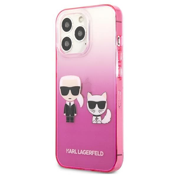 Karl Lagerfeld Gradient Ikonik Karl & Choupette - Case for iPhone 13 Pro (Pink) 2