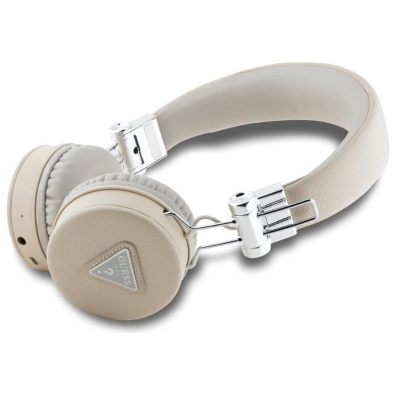 Guess Grained Classic Round Shape - Wireless Over-Ear Bluetooth ENC Headphones (Beige) 2