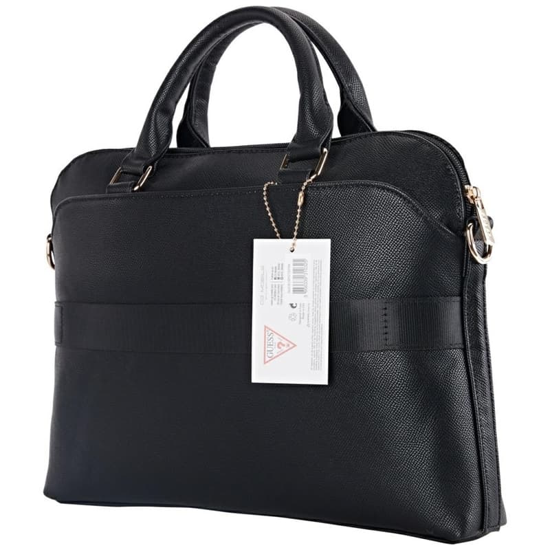 Guess Grained Zipper Pocket Triangle Logo - Laptop Bag 15" (black) 4