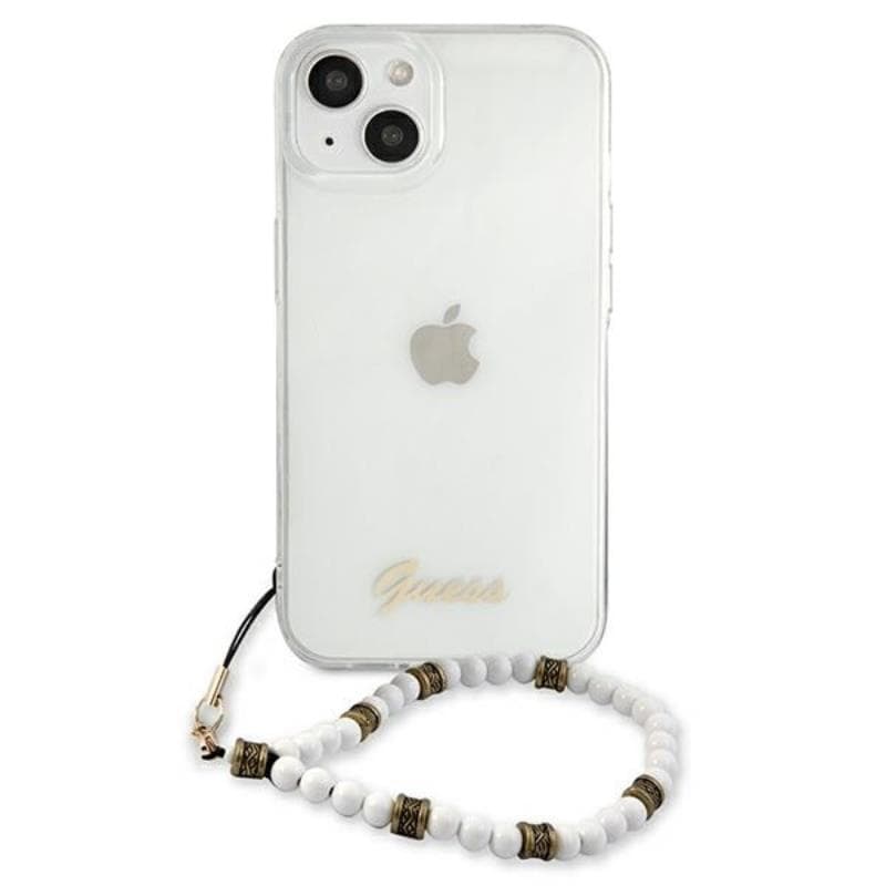 Guess White Pearl Strap - Case iPhone 15 / 14 / 13 (Clear) 3