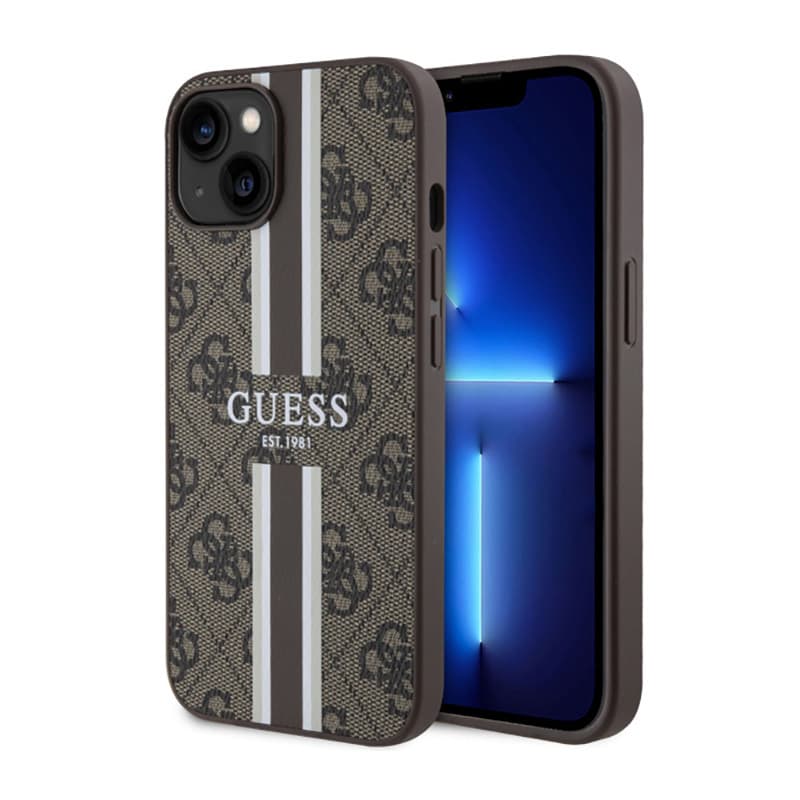 Guess 4G Printed Stripes MagSafe - Case for iPhone 14 (Brown) 1