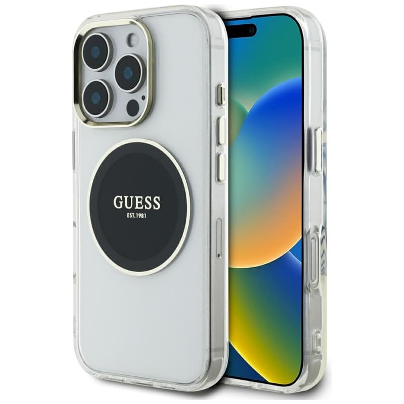Guess IML Metal Colored Circle Classic Logo MagSafe - Case for iPhone 16 Pro Max (black) 1