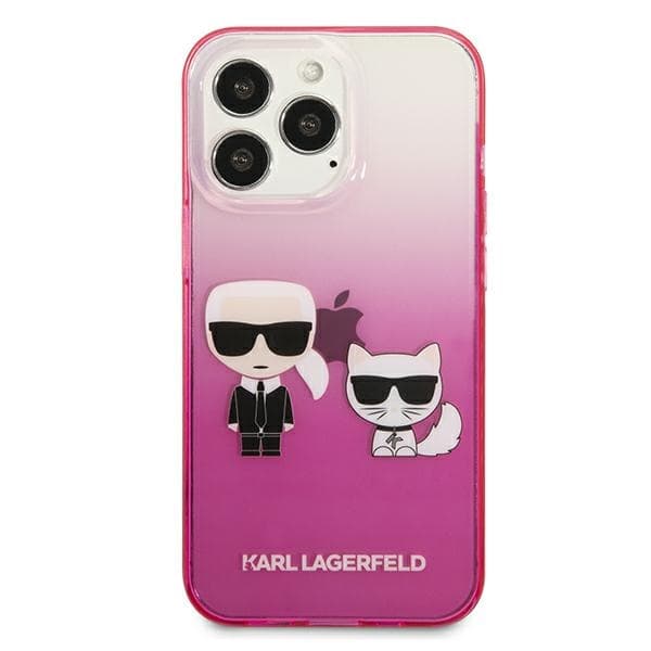 Karl Lagerfeld Gradient Ikonik Karl & Choupette - Case for iPhone 13 Pro (Pink) 3