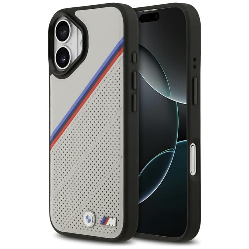 BMW M Tricolor Metal Logo MagSafe - iPhone 17 Case (Gray)