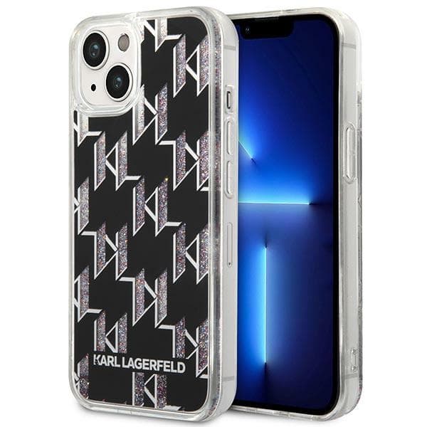 Karl Lagerfeld Monogram Liquid Glitter - Case for iPhone 14 (Black) 1