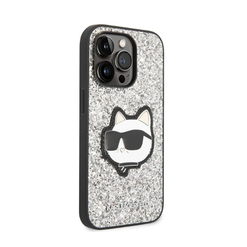 Karl Lagerfeld NFT Glitter Choupette Patch- Case for iPhone 14 Pro (Silver) 4