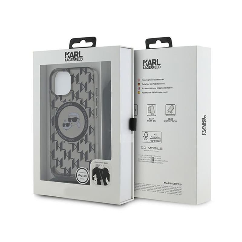 Karl Lagerfeld IML Crossbody Monogram Karl & Choupette Head MagSafe - Case for iPhone 15 / 14 / 13 (Black) 7