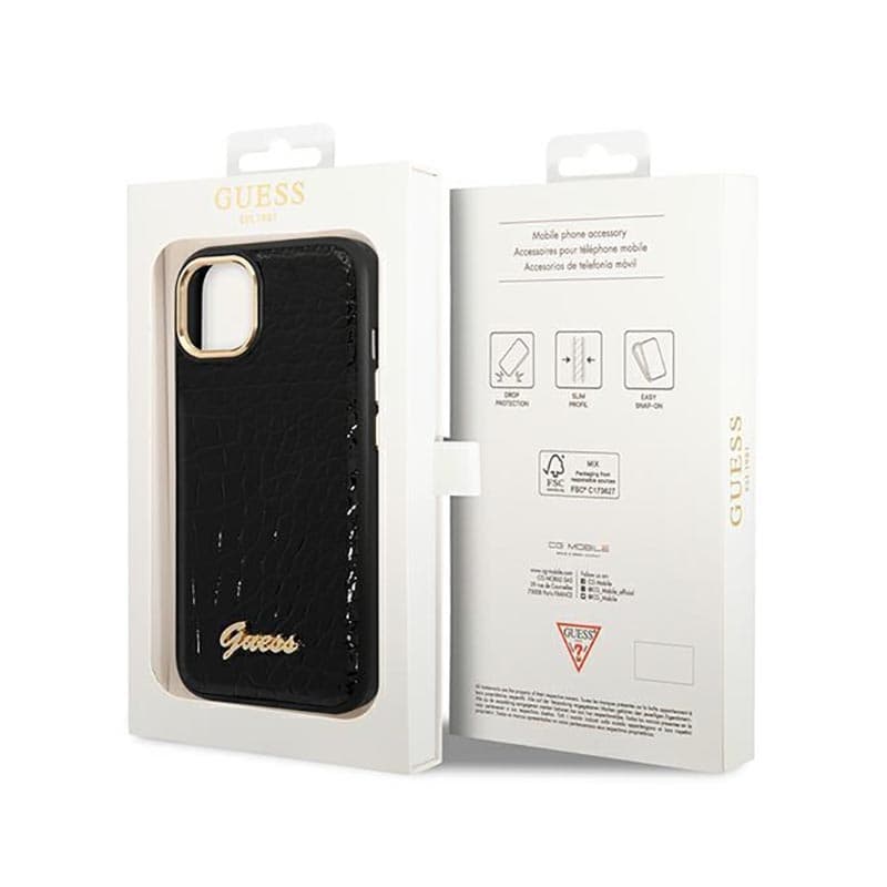Guess Croco Collection - Case for iPhone 14 Plus (Black) 8