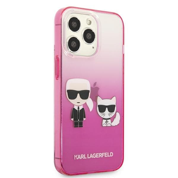 Karl Lagerfeld Gradient Ikonik Karl & Choupette - Case for iPhone 13 Pro (Pink) 4