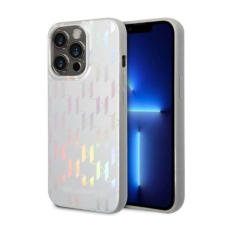 Karl Lagerfeld Monogram Iridescent - Cover for iPhone 14 Pro (silver)