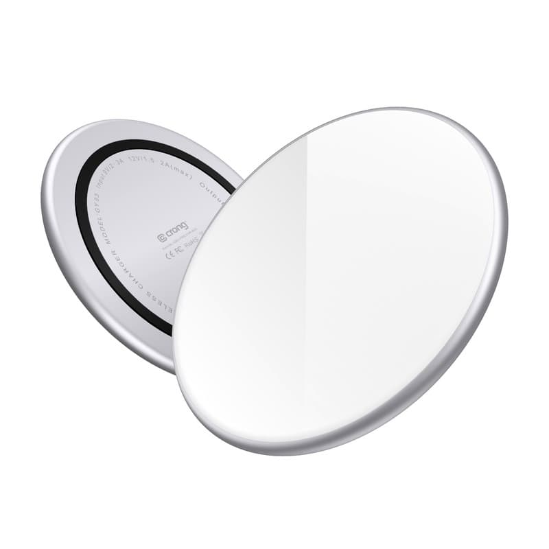 Crong PowerSpot Fast Wireless Charger – Aluminum 15W USB-C Qi Wireless Charger with Tempered Glass Coating (Silver White) 1
