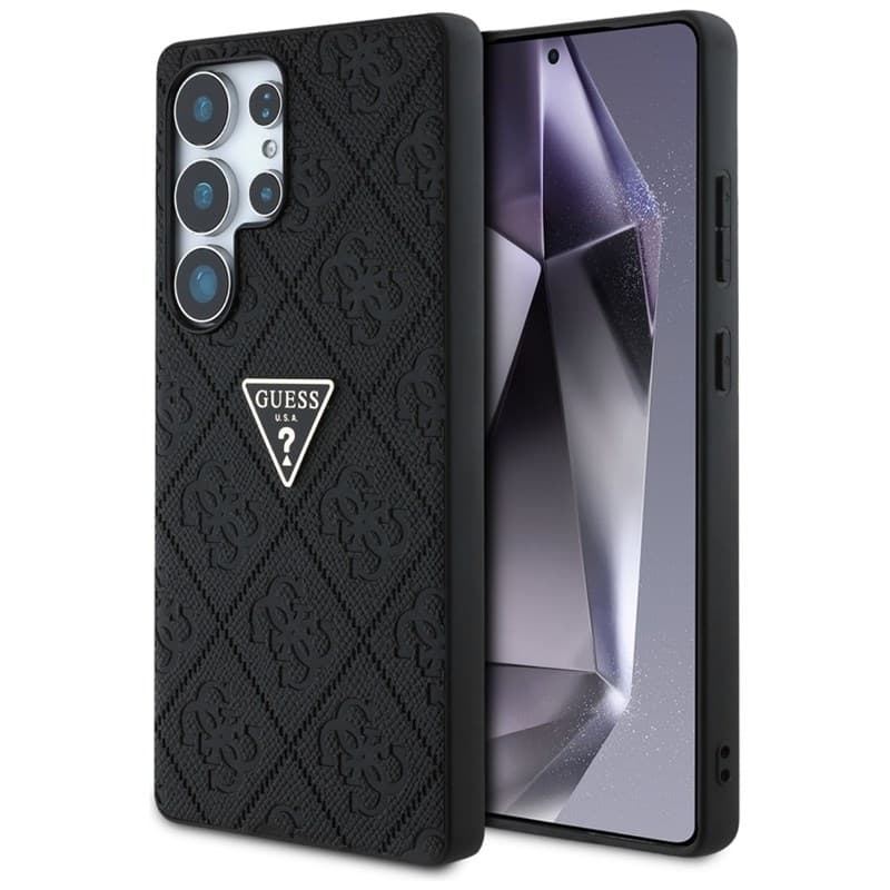 Guess Hot Stamp 4G Pattern Triangle Metal Logo - Case for Samsung Galaxy S25 Ultra (black)