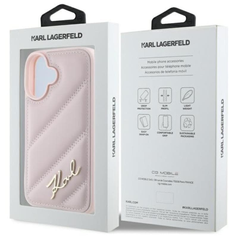 Karl Lagerfeld Quilted Signature - Case for iPhone 16 (pink) 8
