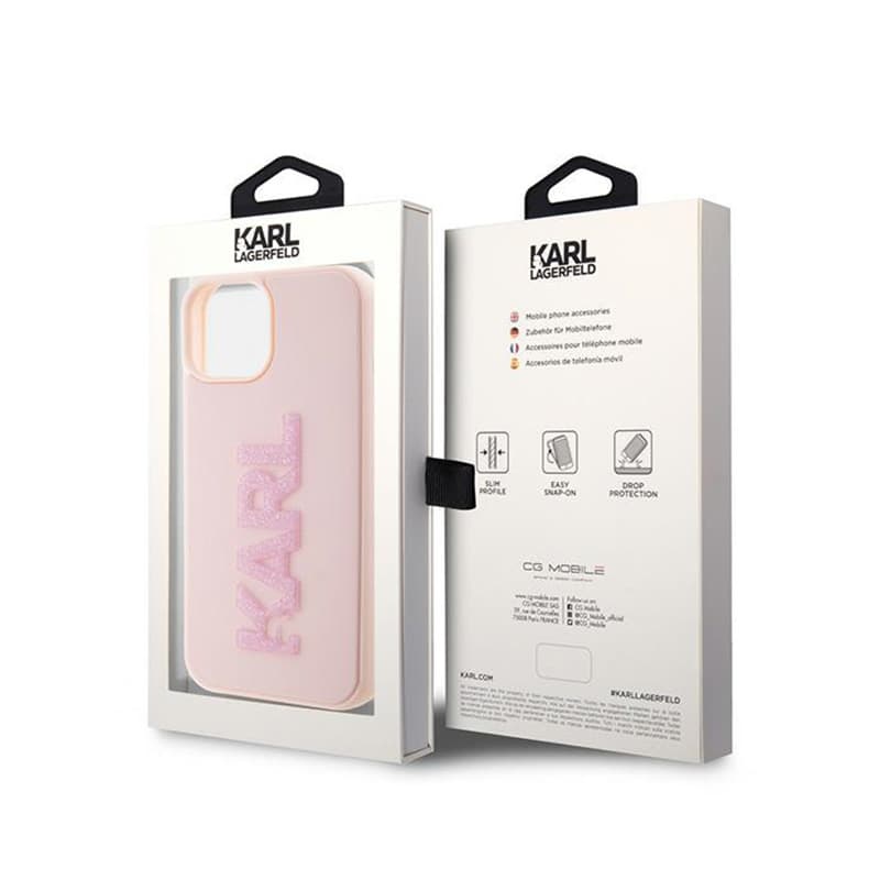 Karl Lagerfeld 3D Rubber Glitter Logo - Case for iPhone 15 Plus (pink) 8